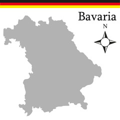 High Quality map of Bavaria is a state of Germany