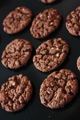 Delicious Christmas chocolate cookies with nuts for Breakfast