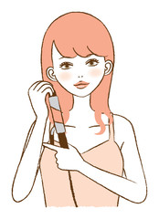 Illustration of a woman curling hair