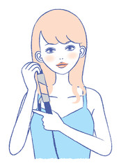 Illustration of a woman curling hair