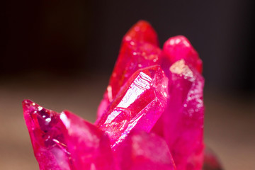 Texture of lilac quartz crystals close up