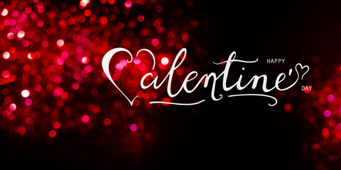 Happy Valentines day text on a glowing red background
