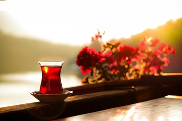Turkish tea and sunset.