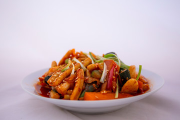 Korean spicy stir fried squid