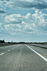 Empty highway asphalt road and beautiful sky sunset landscape