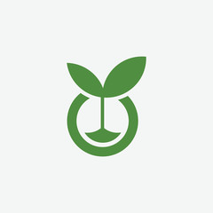 Initial O with leaf concept and Leaf concept simple logo design