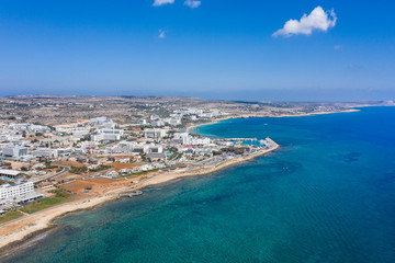 Fototapeta na wymiar Aerial view of the Ayia Napa resort town, Cyprus