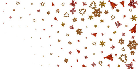 New years eve. 2020 Christmas decoration isolated on white background. Xmas celebration pattern. Flat lay design. Copy Space.