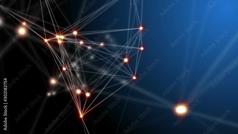 Poster Plexus fantasy abstract technology and engineering motion background with original organic motion. Depth of field settings. 3D rendering.