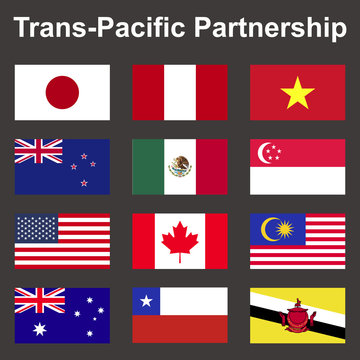 TPP (Trans-pacific partnership) flags