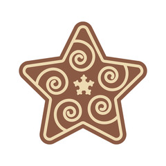 Christmas Star Shape Gingerbread Flat Design Icon