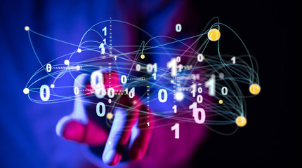Fototapeta premium touching global network and data customer connection