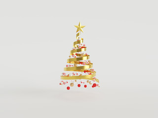 3D rendering of Christmas tree and gift box