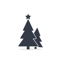 Obraz premium Christmas trees icon, vector simple design. Black symbol of two fir-tree isolated on white background