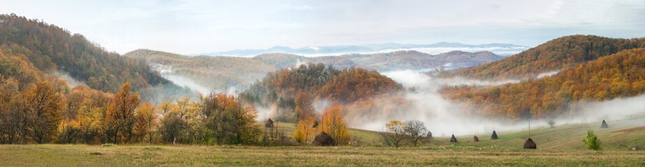 Cloud inversion in late autumn panorama