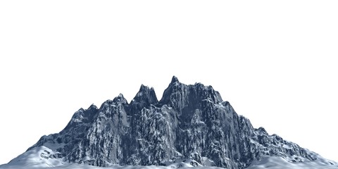 Snowy mountains Isolate on white background 3d illustration
