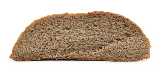 Integral rye bread slice isolated on white background