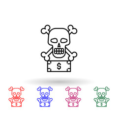 Bribe, corruption, skull multi color icon. Simple thin line, outline vector of corruption icons for ui and ux, website or mobile application