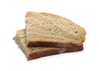 Integral rye bread slices isolated on white background