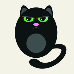 Angry fat cat. Vector drawing