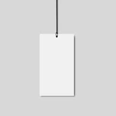 Blank paper price tag with string isolated on transparent background. 