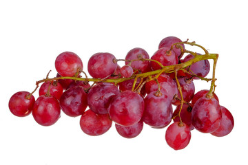 Fresh bunch of grapes on plate isolated on white background