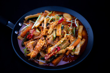 Korean spicy stir fried squid