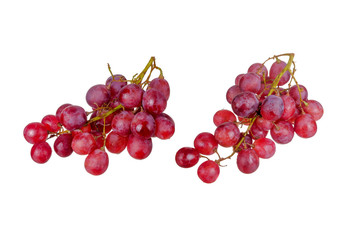 Fresh bunch of grapes on plate isolated on white background