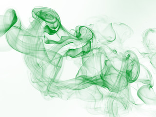 Green smoke motion abstract on white background