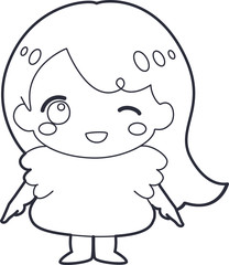 塗り絵　かわいい　女の子　線画　ベクター