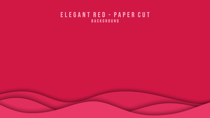 Elegant red paper cut background with modern style, realistic paper cut effect, flat design