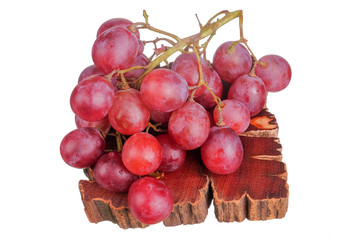 Fresh bunch of grapes on plate isolated on white background