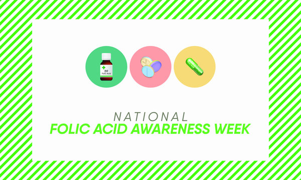 Vector Illustration On The Theme Of Folic Acid Awareness Week In January.