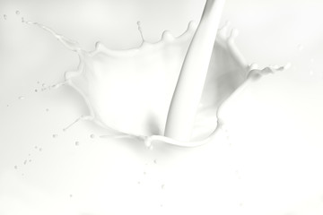 Close up of a pouring of milk with splash