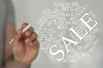 sale digital percent in hand