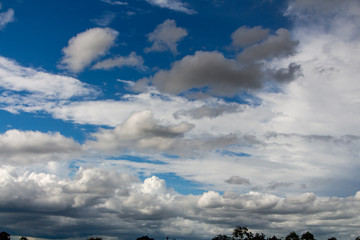 White clouds flowing  and blue sky