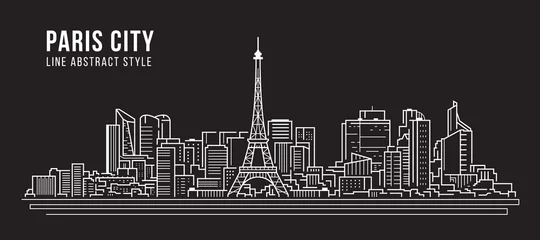 Poster Cityscape Building panorama Line art Vector Illustration design -paris city © ananaline