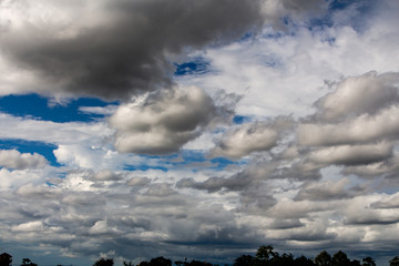 White clouds flowing  and blue sky