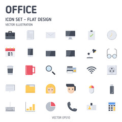 Simple Set of Office Related Vector Flat Design Icons. Office Icon set.