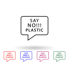 Say no plastic multi color icon. Simple thin line, outline vector of no plastic icons for ui and ux, website or mobile application