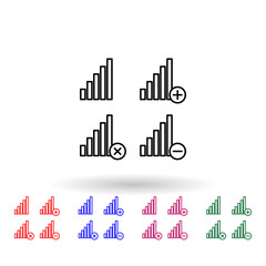 Set of signal multi color icon. Simple thin line, outline vector of phone icons for ui and ux, website or mobile application