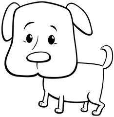 cartoon puppy dog character color book page