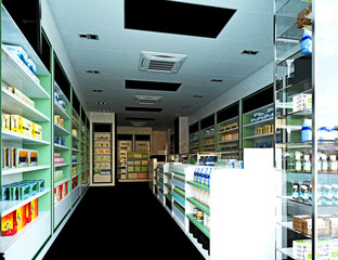 3d render of pharmacy shop
