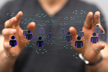connected symbols for digital, interactive and global communication concept