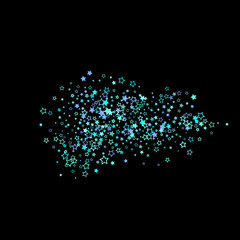 Blue, cyan, turquoise glitter stars, confetti.