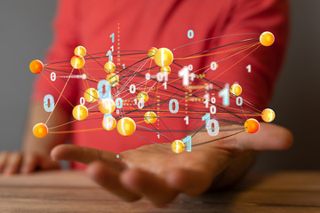 connected symbols for digital, interactive and global communication concept