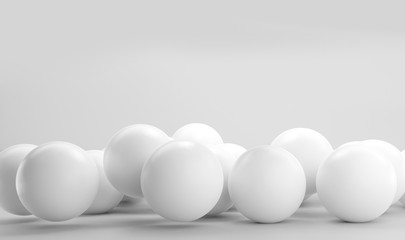 pile of white balls 3d-illustration background