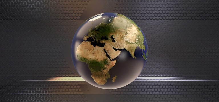 earth globe hexagonal background 3d-illustration