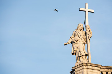 statues of the ancient Basilica of Santa Croce in Gerusalemme in Rome