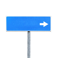 New blank blue road sign isolated - obrazy, fototapety, plakaty